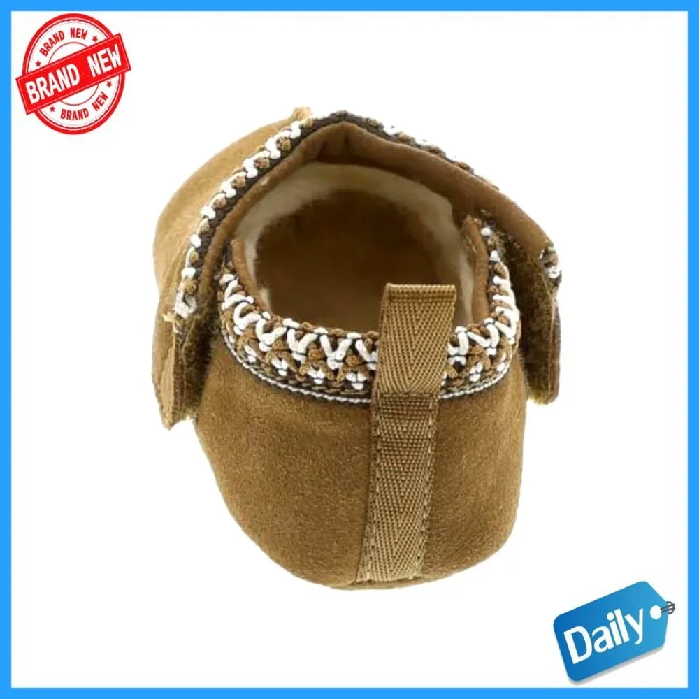 Baby Slippers with Hook Loop Closure Suede Upper Cozy Lining